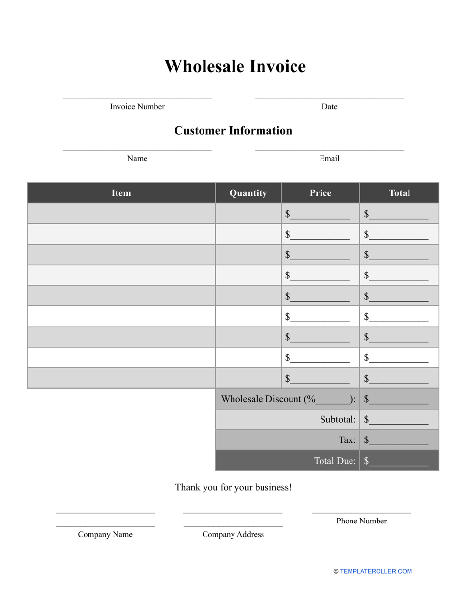 Wholesale Invoice Template, Page 1