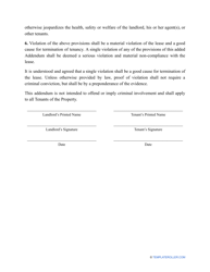 Crime Free Lease Addendum Template, Page 2