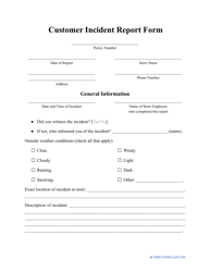 Document preview: Customer Incident Report Form