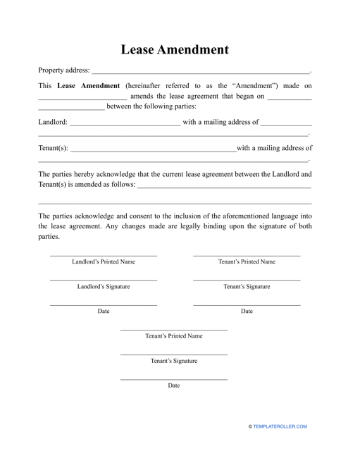 Lease Amendment Template - Sample Document