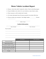 Document preview: Motor Vehicle Accident Report Template