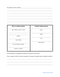 Motor Vehicle Accident Report Template, Page 2