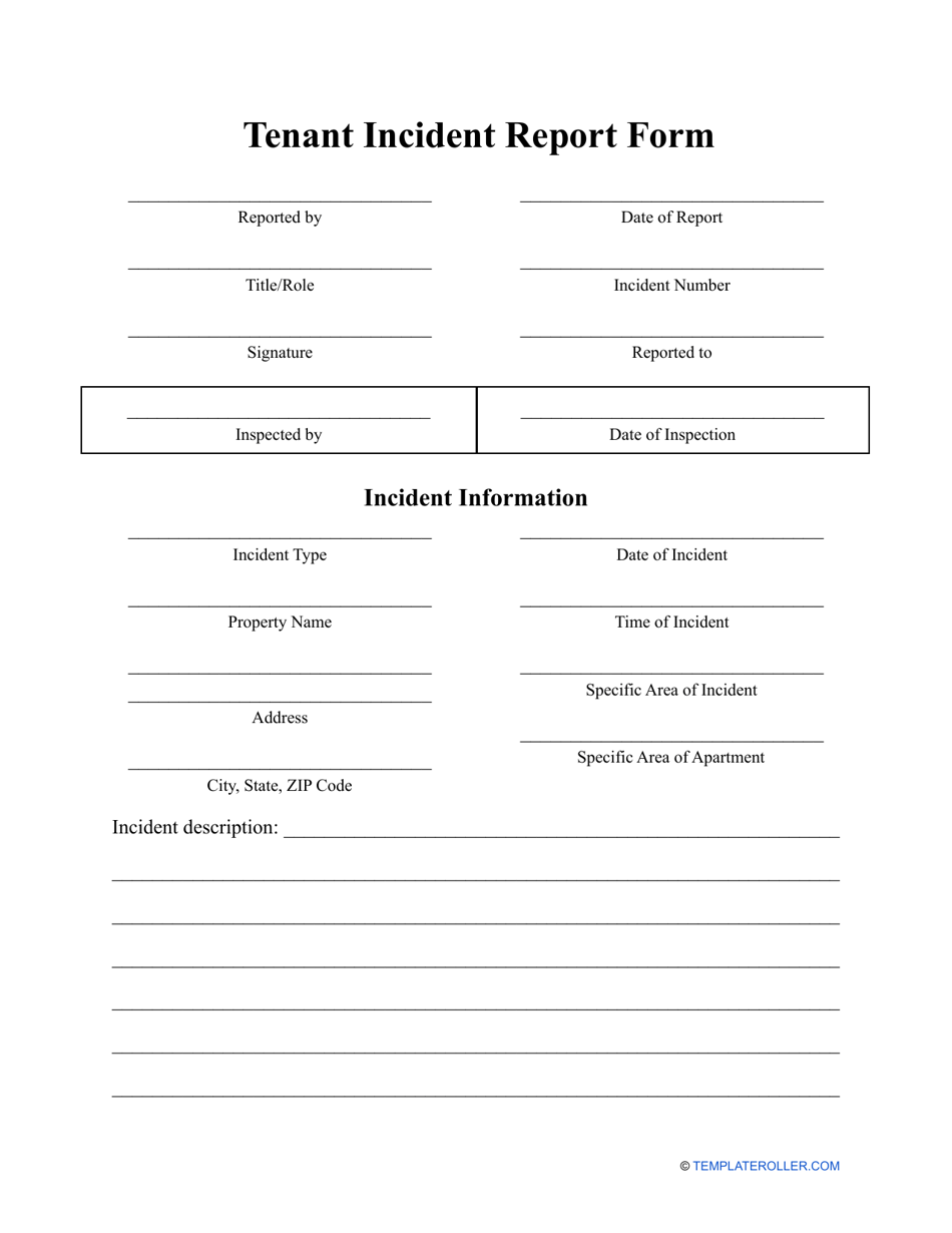 Tenant Incident Report Form, Page 1
