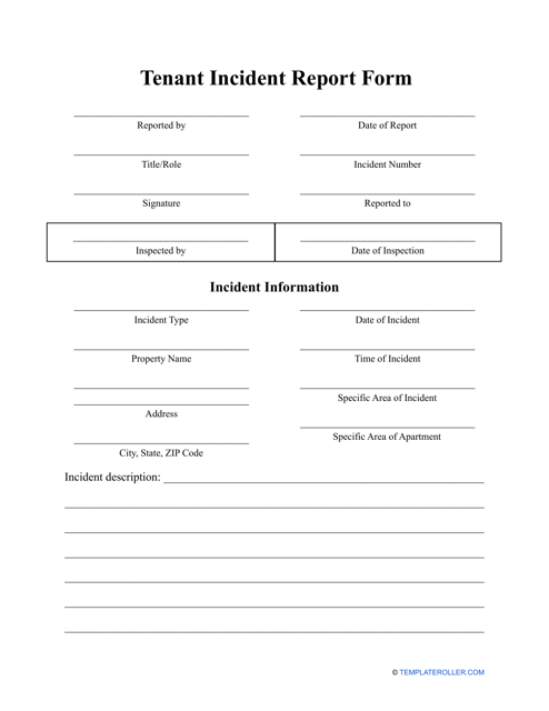 Tenant Incident Report Form Download Pdf