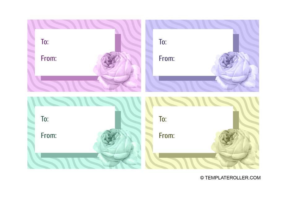 &quot;Gift Tag Template - Roses&quot; Download Pdf