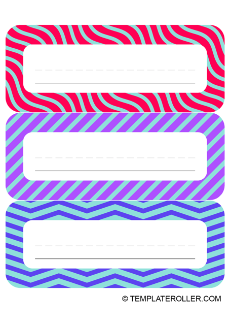 Red, Violet, and Blue Desk Name Tag Template