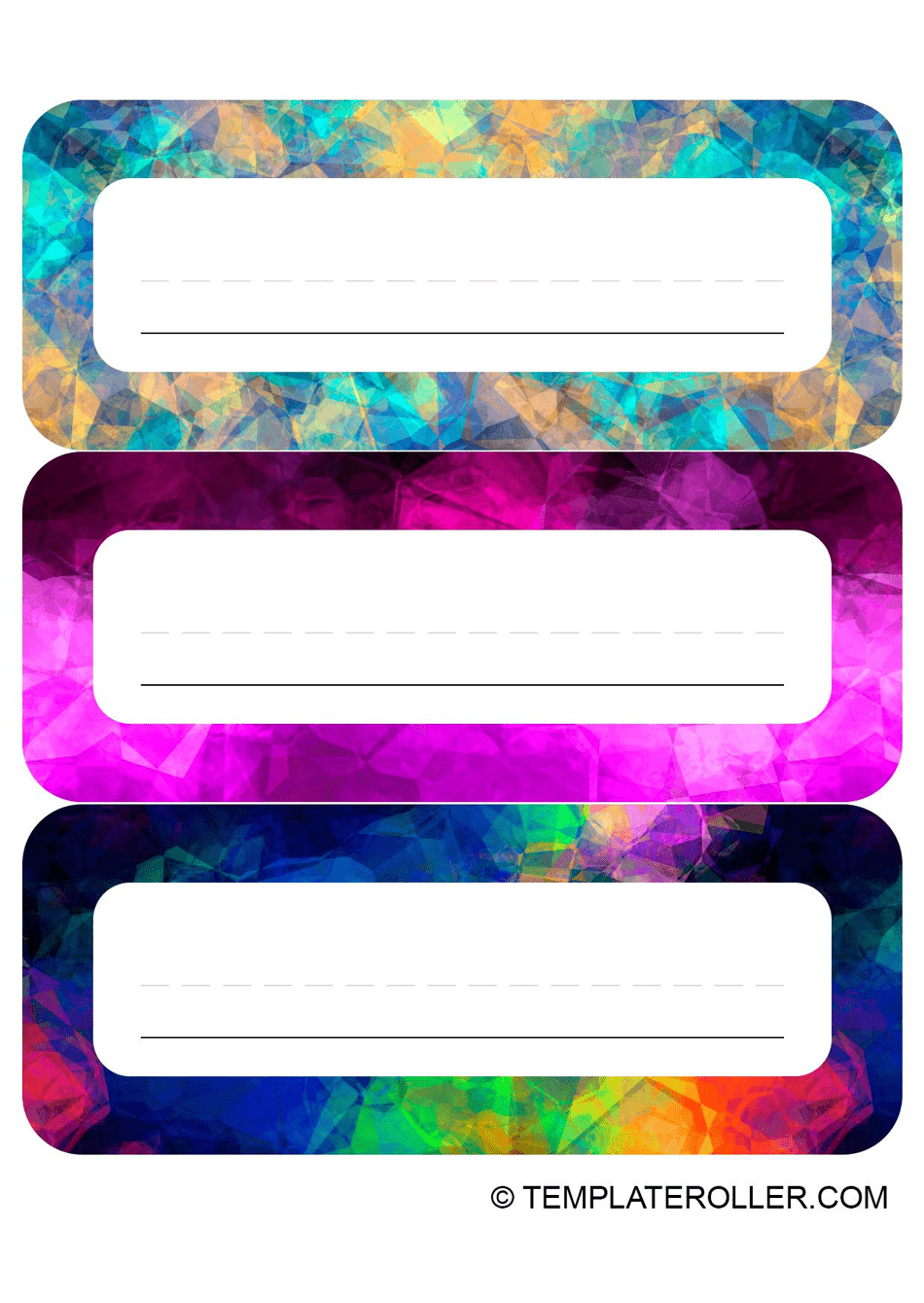 Desk Name Tag Template Blue, Pink, Dark Blue Download Printable PDF