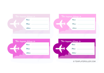 Document preview: Luggage Tag Template - Pink