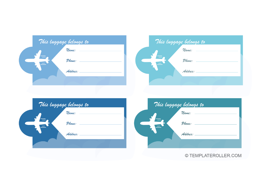 Luggage Tag Template - Blue