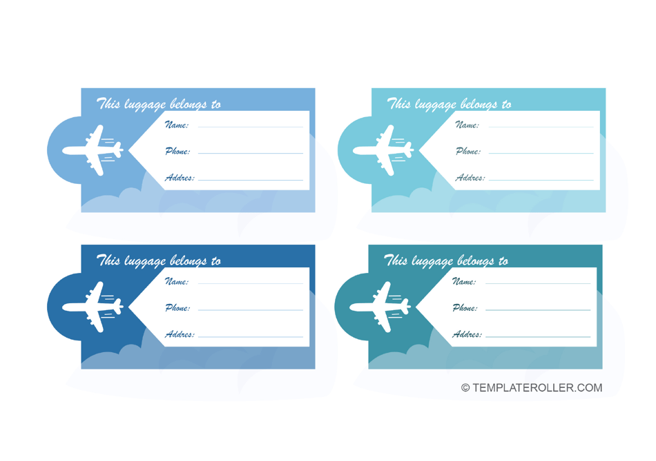 Luggage Tag Template - Blue Download Printable PDF | Templateroller