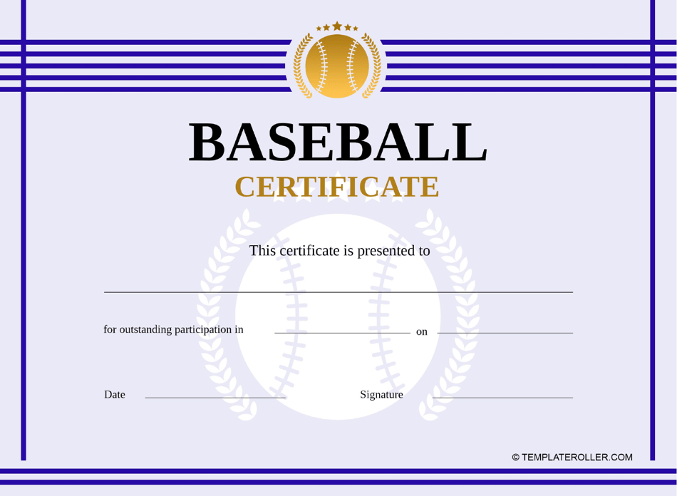 Baseball Certificate Template - Blue image preview