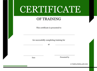 Document preview: Training Certificate Template - Green