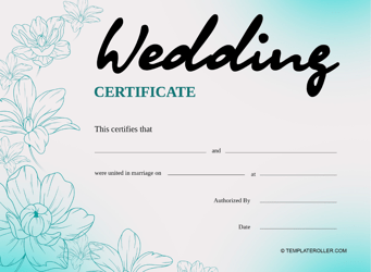 &quot;Wedding Certificate Template - Blue&quot;