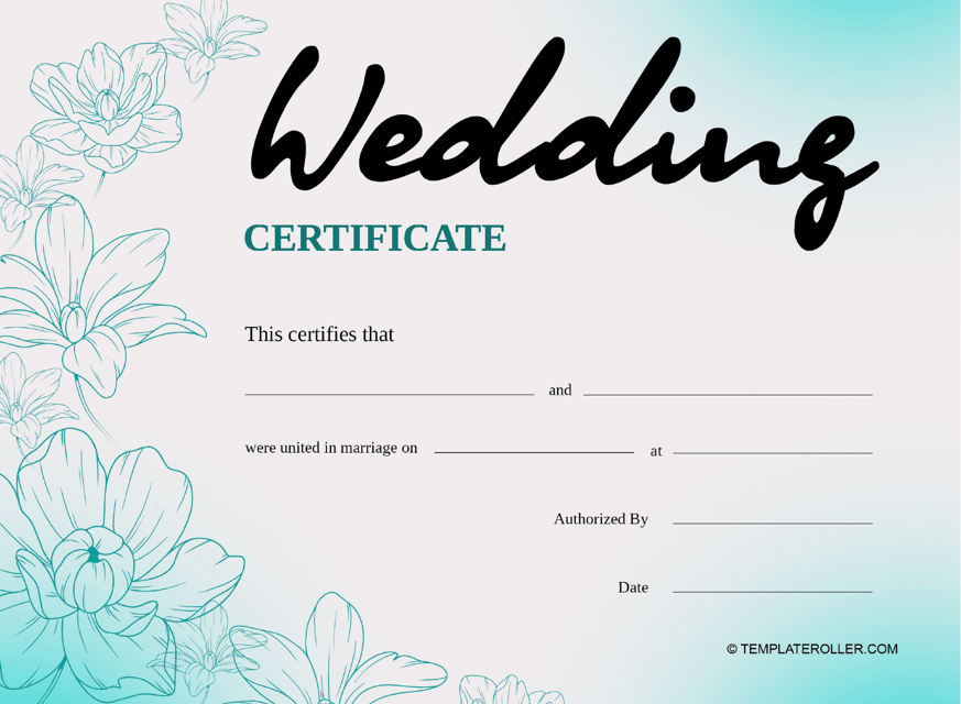 Wedding Certificate Template - Blue