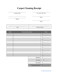 Document preview: Carpet Cleaning Receipt Template