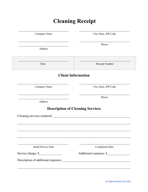 Cleaning Receipt Template Fill Out Sign Online and Download PDF