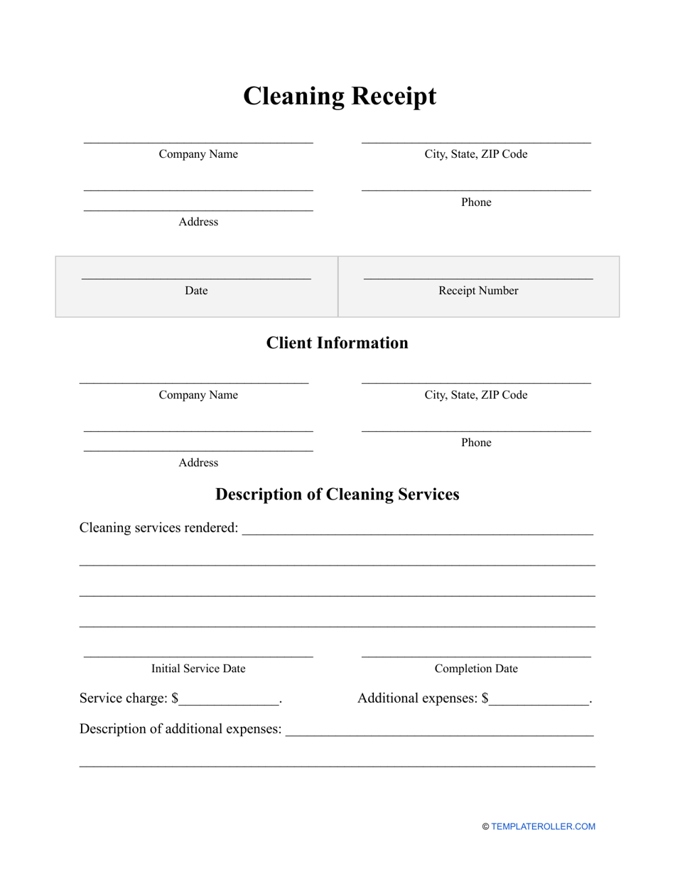 Cleaning Receipt Template, Page 1
