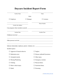 Daycare Incident Report Form