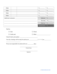 Dry Cleaning Receipt Template, Page 2