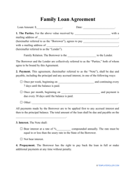 Document preview: Family Loan Agreement Template