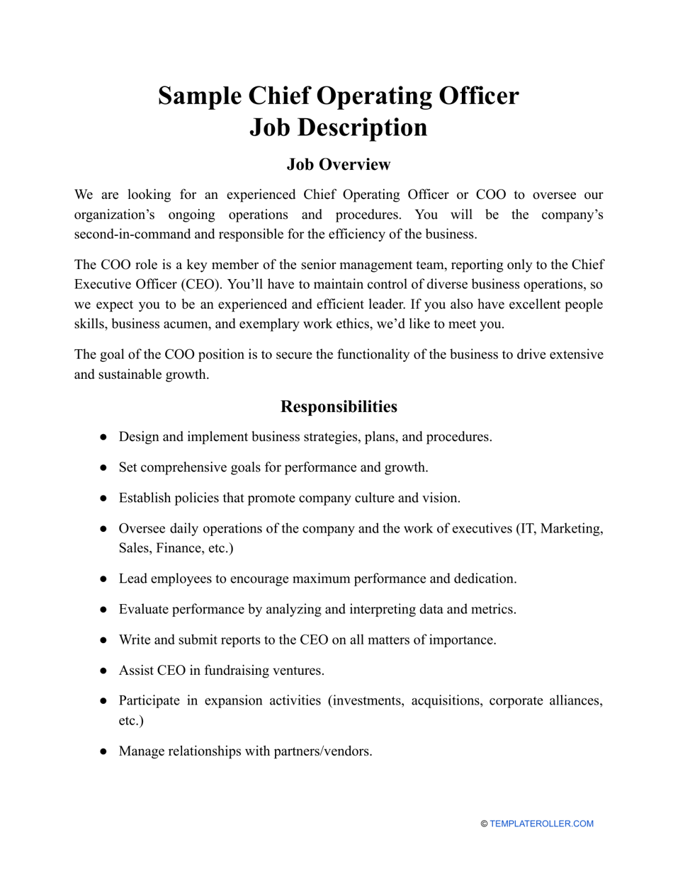 Assistant General Officer Job Description