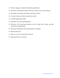 Sample Virtual Assistant Job Description, Page 2