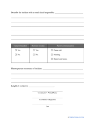School Incident Report Form, Page 3