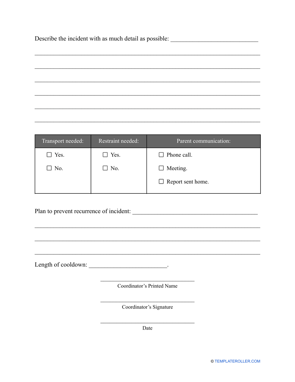 School Incident Report Form, Page 3
