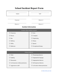 Document preview: School Incident Report Form