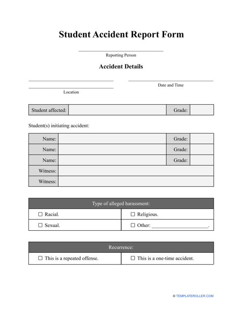 Student Accident Report Form - Table Download Pdf