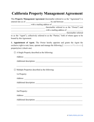 Property Management Agreement Template - California