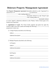 Property Management Agreement Template - Delaware