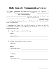 Property Management Agreement Template - Idaho