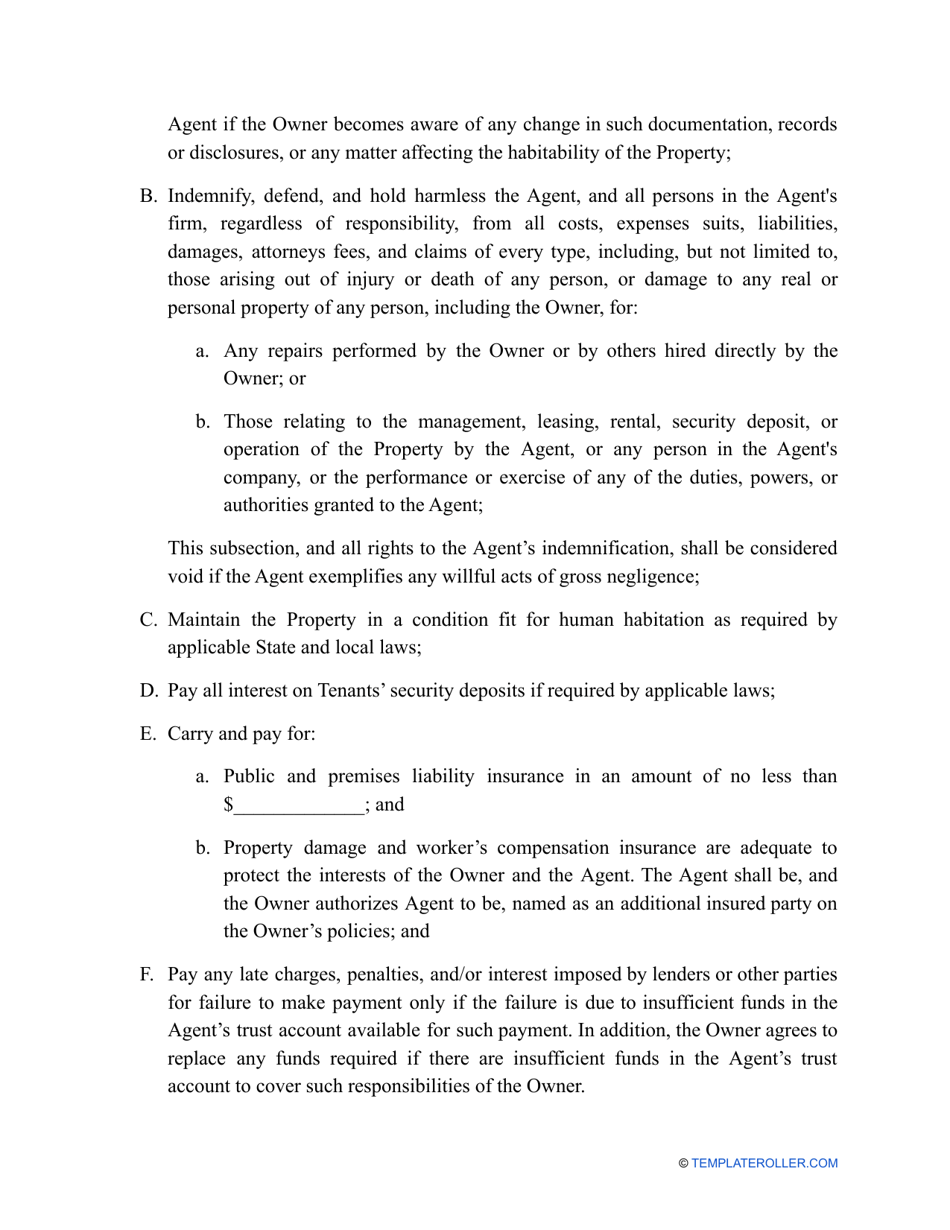 Property Management Agreement Template - Louisiana, Page 5