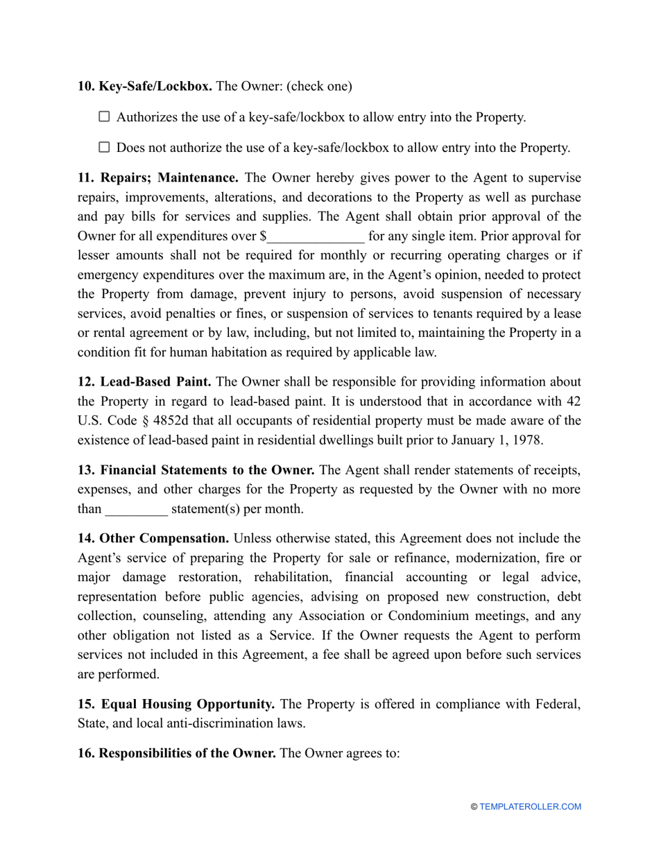 Property Management Agreement Template - Massachusetts, Page 4