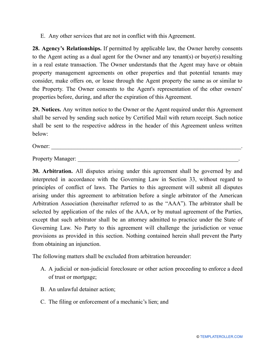 Property Management Agreement Template - Massachusetts, Page 8