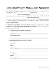 Property Management Agreement Template - Mississippi