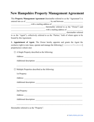 Property Management Agreement Template - New Hampshire
