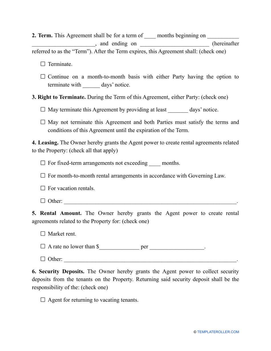 Property Management Agreement Template - North Carolina, Page 2
