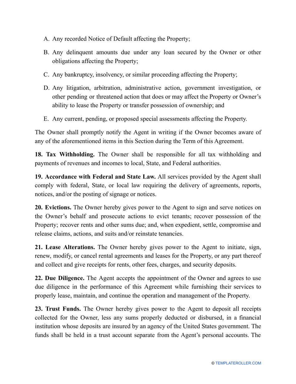 Property Management Agreement Template - South Carolina, Page 6