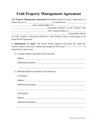 Property Management Agreement Template - Utah