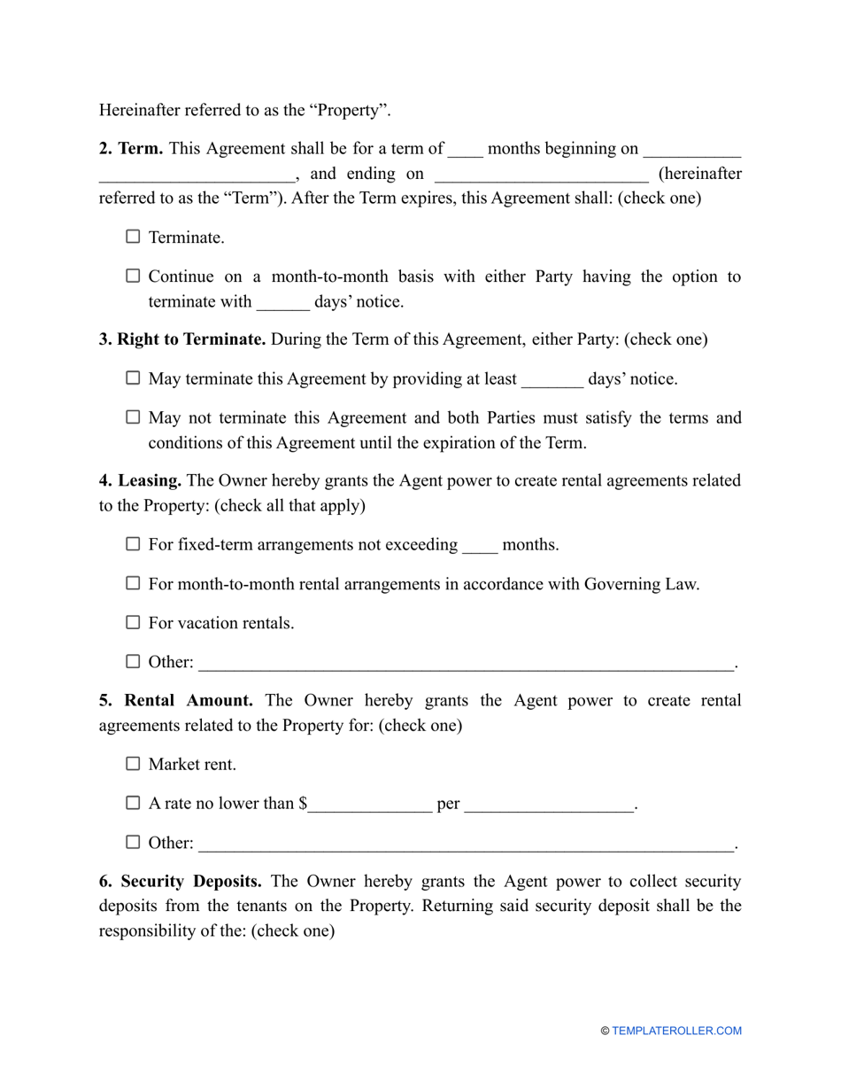 Property Management Agreement Template - Vermont, Page 2