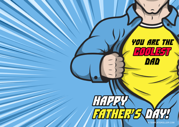 Document preview: Father's Day Card Template - the Coolest Dad