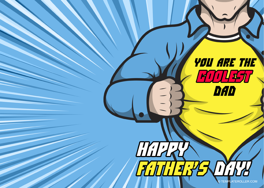 Father's Day Card Template - the Coolest Dad Download Pdf