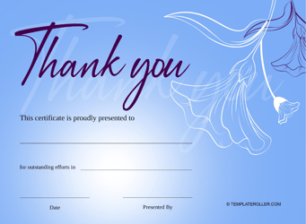 Document preview: Thank You Certificate Template - Blue