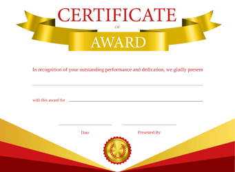 Award Certificate Template - Red