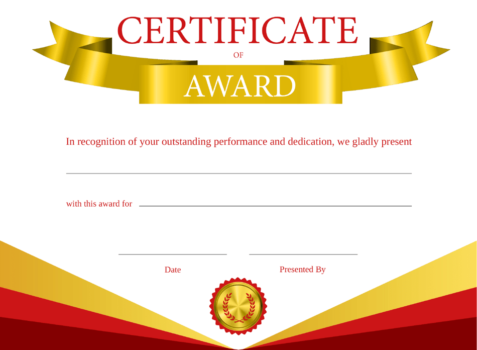 Red Award Certificate Template