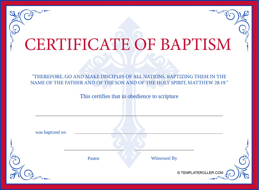 Baptism Certificate Template - Red