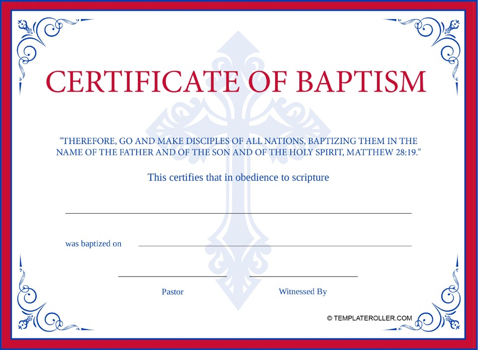 Baptism Certificate Template - Red Download Printable PDF | Templateroller