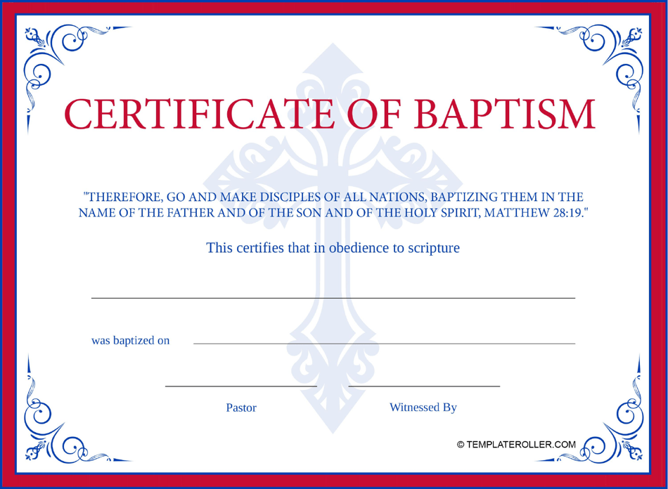 Baptism Certificate Template - Red Image Preview